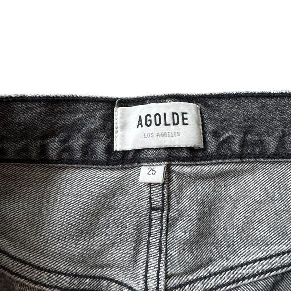 AGOLDE 90's Mid Rise Loose Jean Outline Wash Distressed Gray - Picture 6 of 11